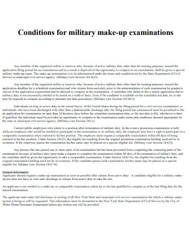 Conditions for Military MakeUp Exams