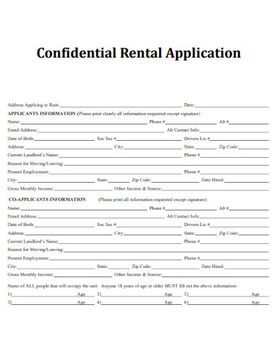 Confidential RentalApplication
