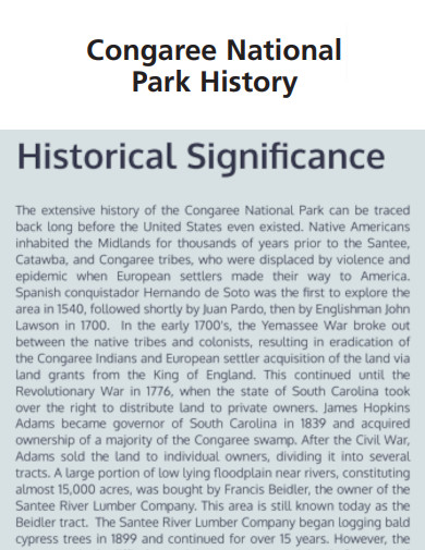 Congaree National Park History