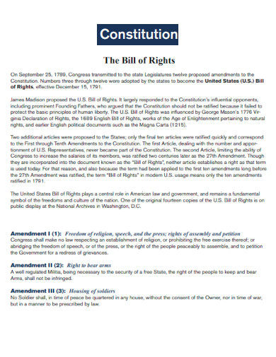 Constitution Bill of Rights