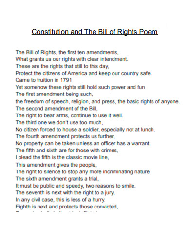 Constitution and Bill of Rights Poem