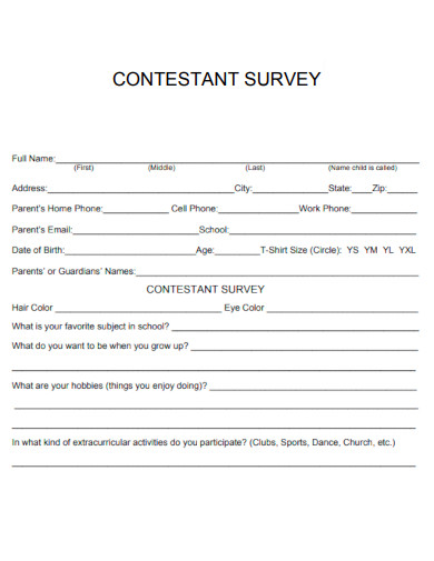 Contestant Survey