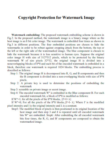 Copyright Protection for Watermark Image