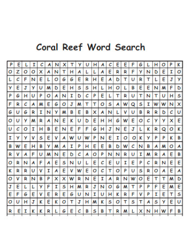 Coral Reef Word Search