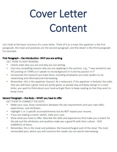 Cover Letter for Resume Content