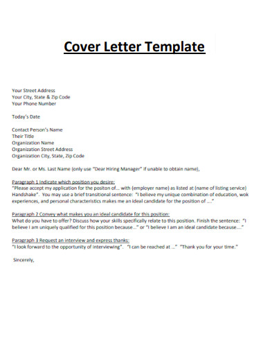 Cover Letter for Resume Template