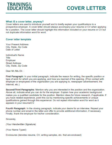 Cover Letter for Resume Training Education