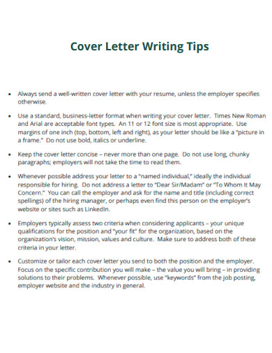 Cover Letter for Resume Writing Tips