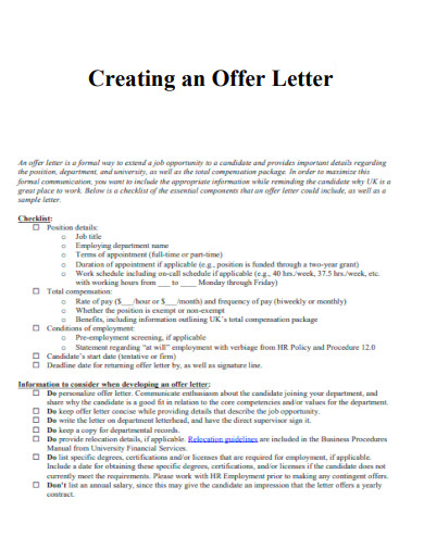 Creating an Offer Letter