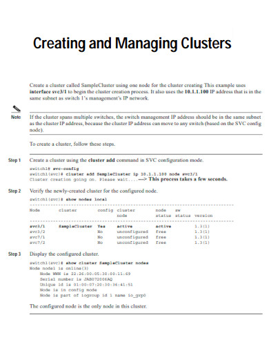 Creating and Managing Clusters