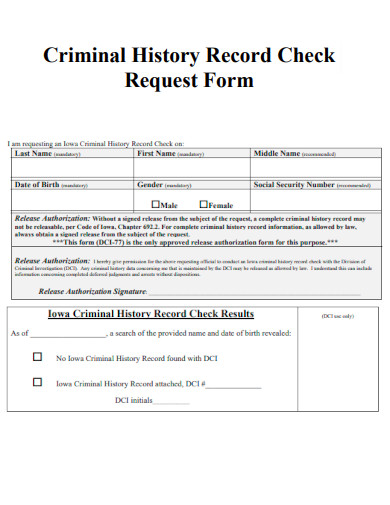 Criminal History Record Check Request Form