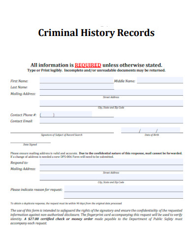 Criminal History Record