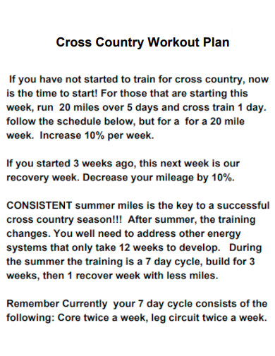 Cross Country Workout Plan