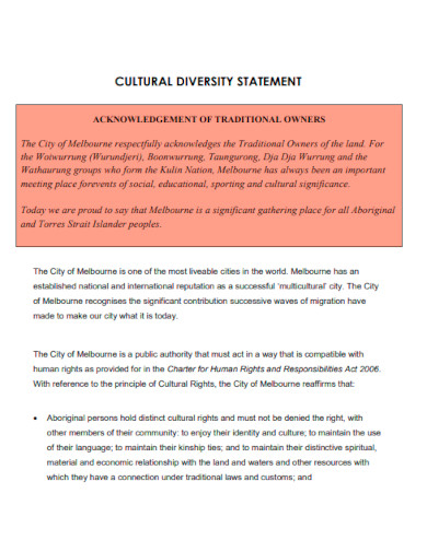 Cultural Diversity Statement