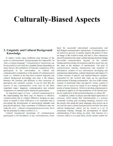 Culturally Biased Aspect