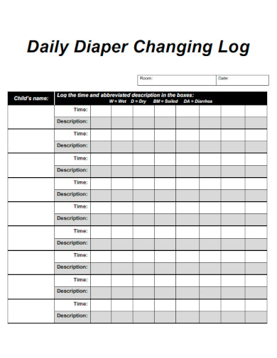 Daily Diaper Changing Log