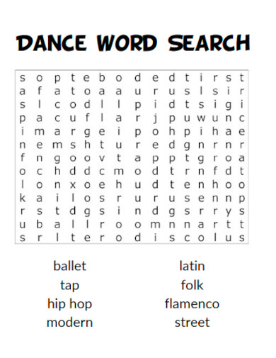 Dance Word Search