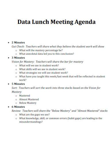 Data Lunch Meeting Agenda