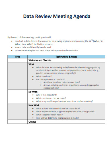 Data Review Meeting Agenda