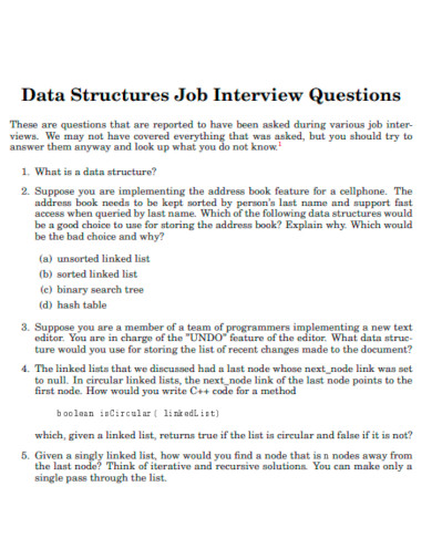Data Structures Job Interview Questions