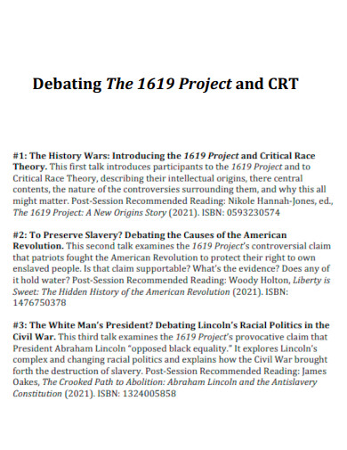 Debating The 1619 Project and CRT