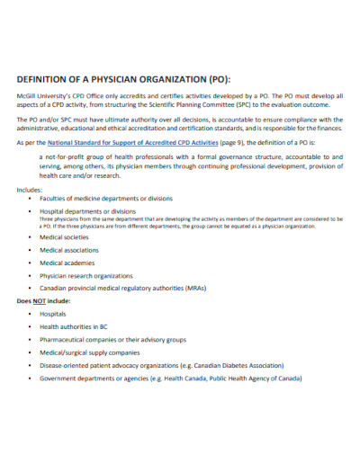 Definition Physician Organization