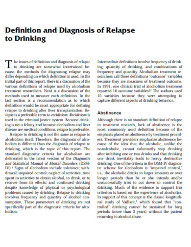 Definition and Diagnosis of Relapse