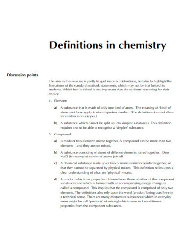 Definition in chemistry