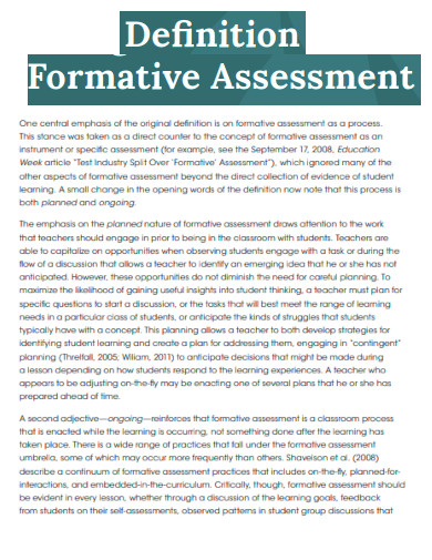 Definition of Formative Assessment