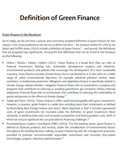 Definition of Green Finance