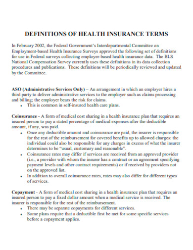 Definition of Health Insurance Term