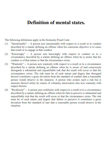 Definition of Mental States