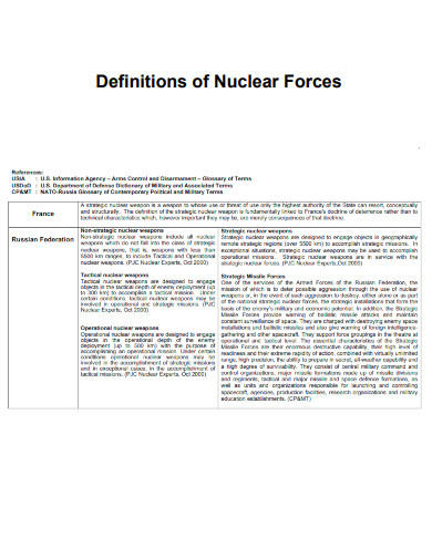 Definition of Nuclear Force