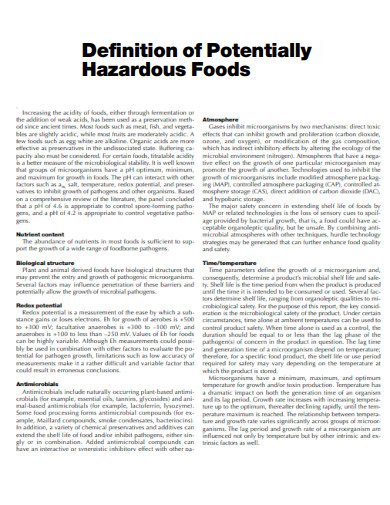 Definition of Potentially Hazardous Food