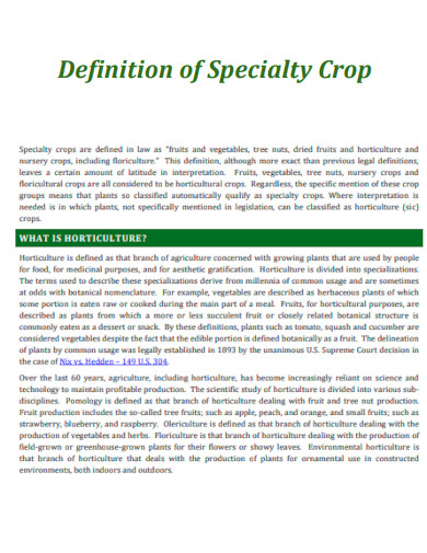 Definition of Specialty Crop