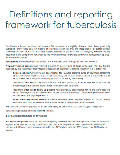Definitions Framework for Tuberculosis