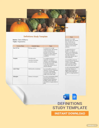 Definitions Study Template