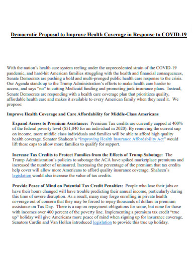 Democratic Proposal to Improve Health Coverage