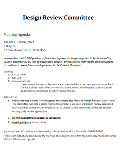 Design Review Committee Meeting Agenda