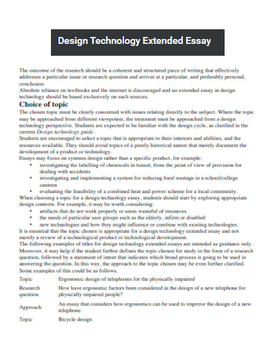 Design Technology Extended Essay