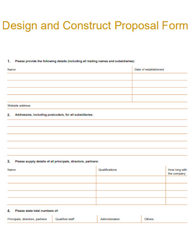 Design and Construct Proposal Form