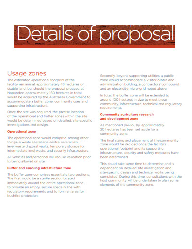 Details of Proposal