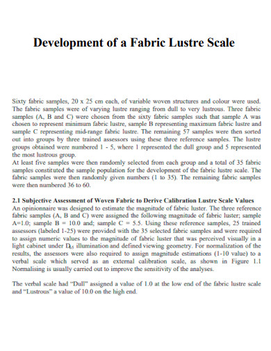 Development of Fabric Lustre Scale