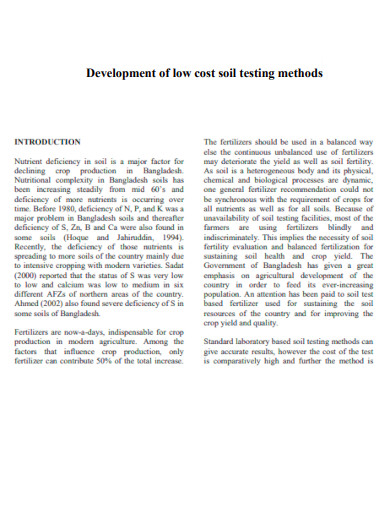 Development of Low Cost Soil Testing