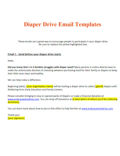Diaper Drive Email Template
