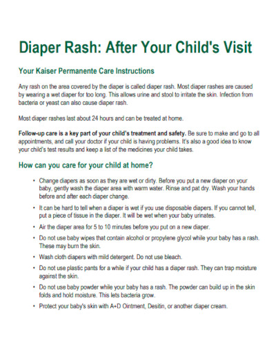 Diaper Rash After Your Child Visit