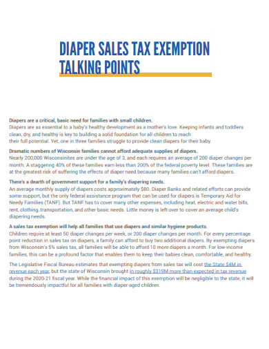 Diaper Sales Tax Exemption