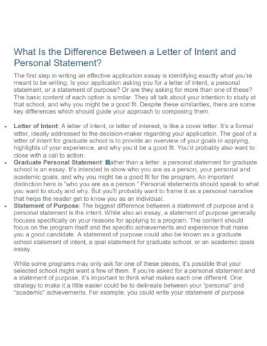 Difference Between a Letter of Intent and Personal Statement