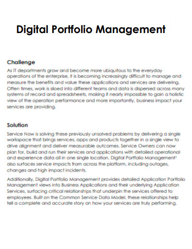 Digital Portfolio Management