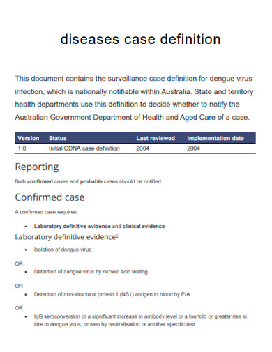 Diseases Case Definition